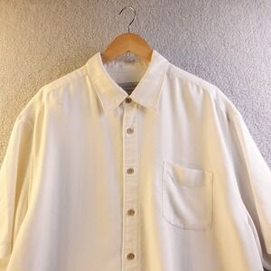 Quiksilver Edition Men's Cream Silk Textured Short Sleeve Button Up‎ Shirt XXL